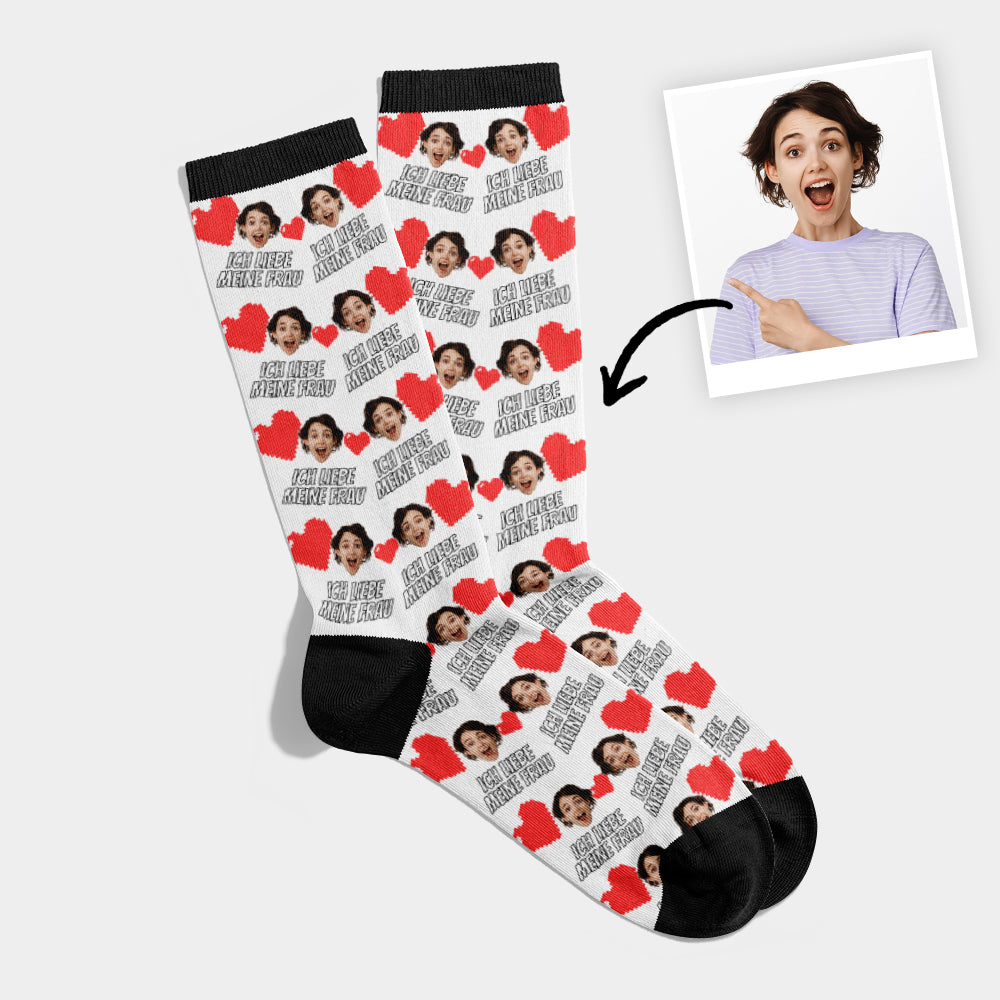Personalisierte Socken mit Gesicht Ehefrau