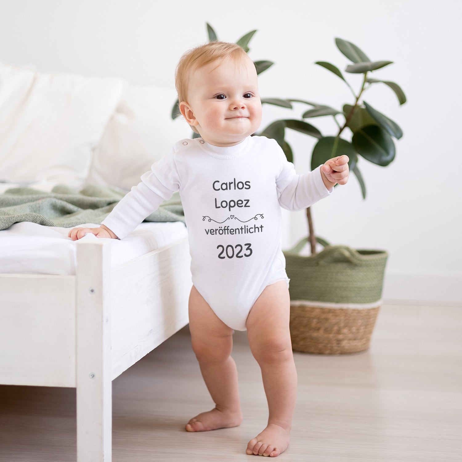Personalisierter Baby Body Strampler Mit Name Und Geburtsdatum