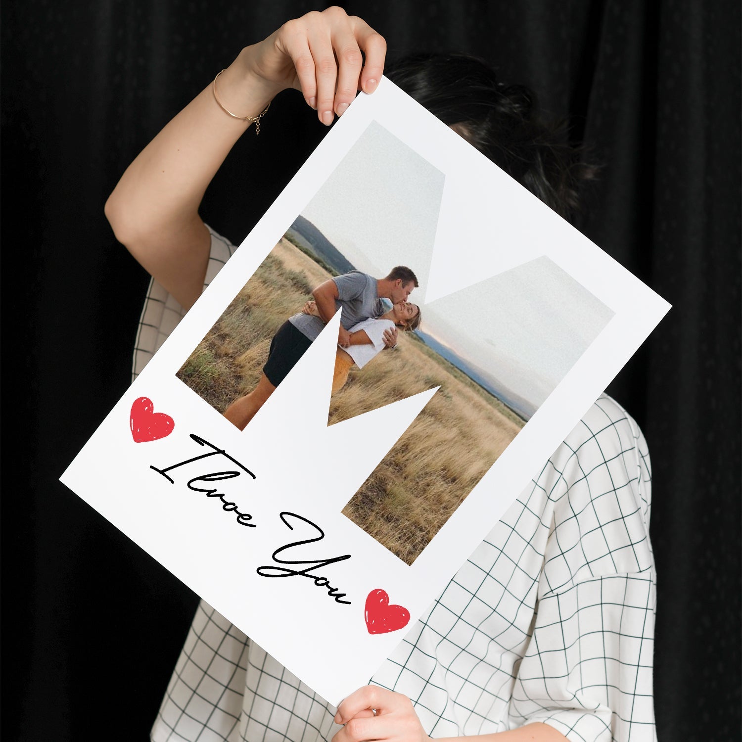 Personalisiertes Poster Paare I Love You Mit Foto Und Initial