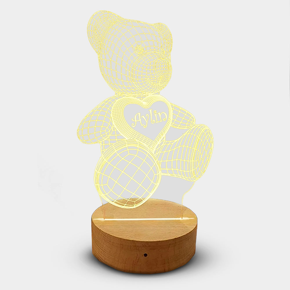 Personalisiertes LED Nachtlicht Kinder Lampe Teddybär Mit Name