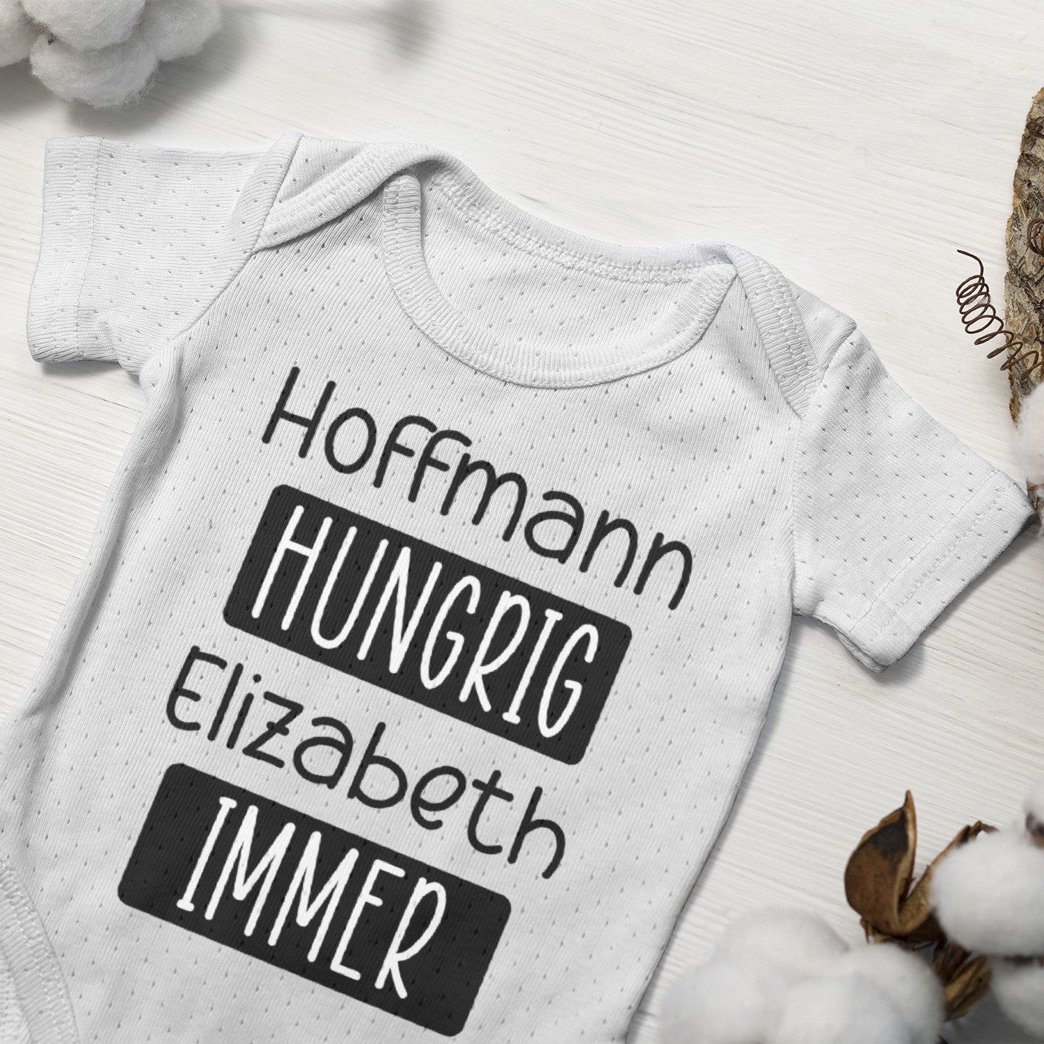 Personalisierter Baby Body Strampler Immer Hungrig Mit Name