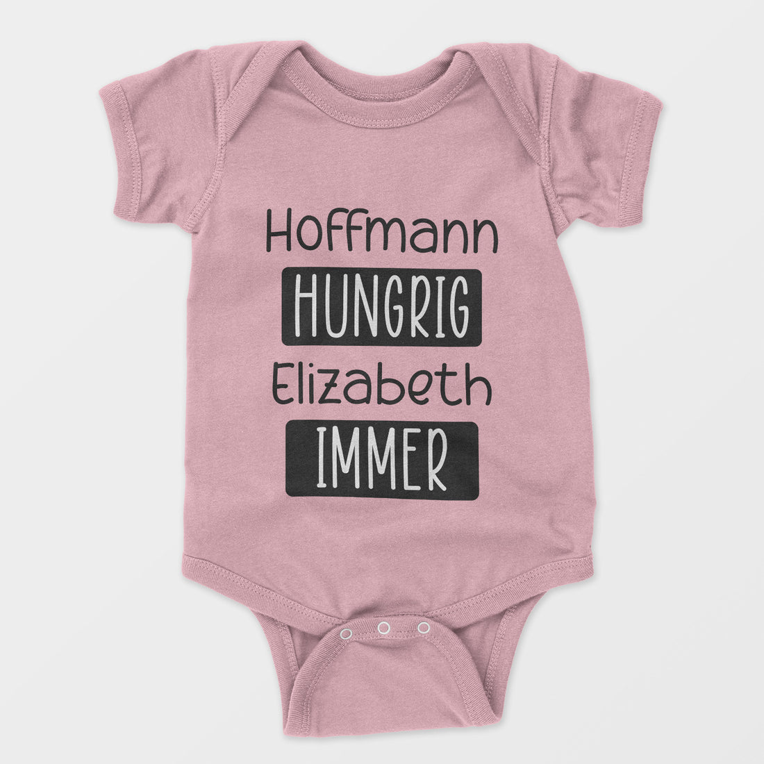 Personalisierter Baby Body Strampler Immer Hungrig Mit Name