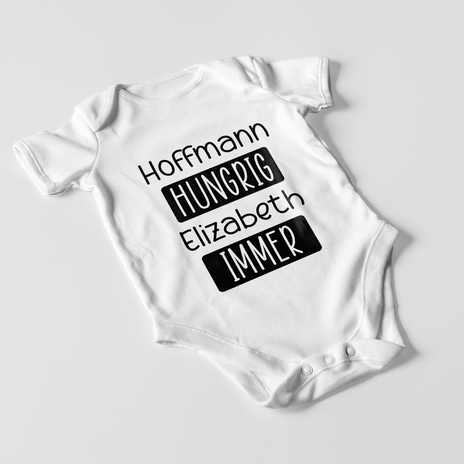 Personalisierter Baby Body Strampler Immer Hungrig Mit Name