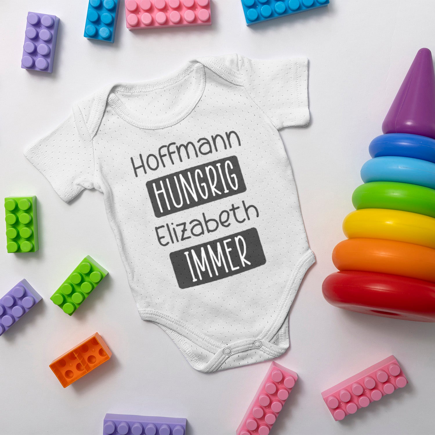 Personalisierter Baby Body Strampler Immer Hungrig Mit Name