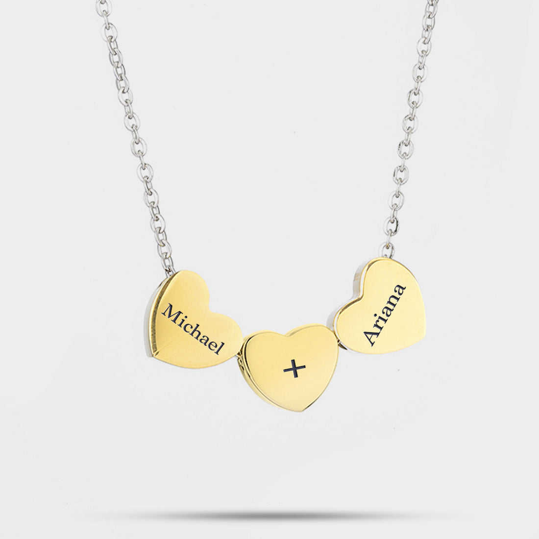 Personalisierte Drei Herzen Halskette mit Namen
