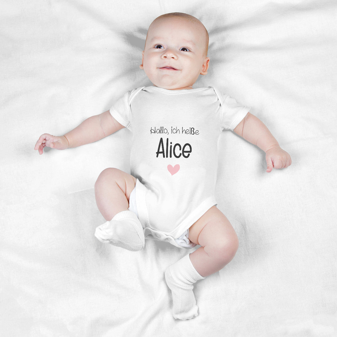 Personalisierter Baby Body Strampler Hallo Mit Name