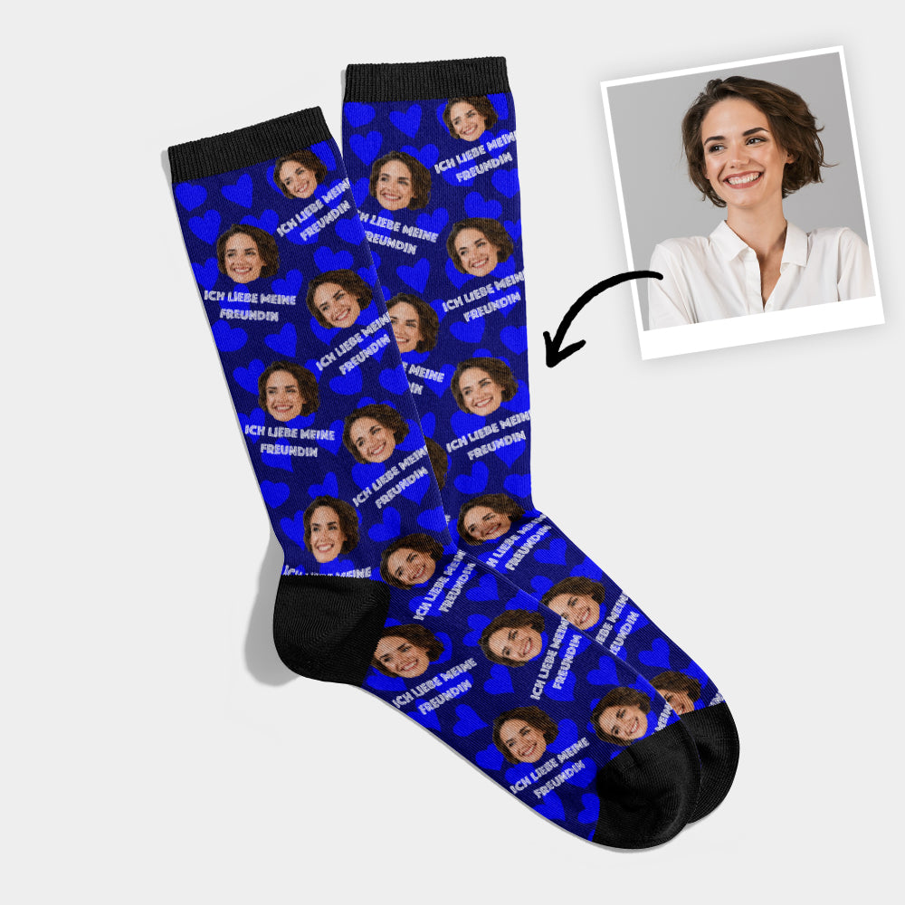 Personalisierte Socken mit Gesicht Freundin