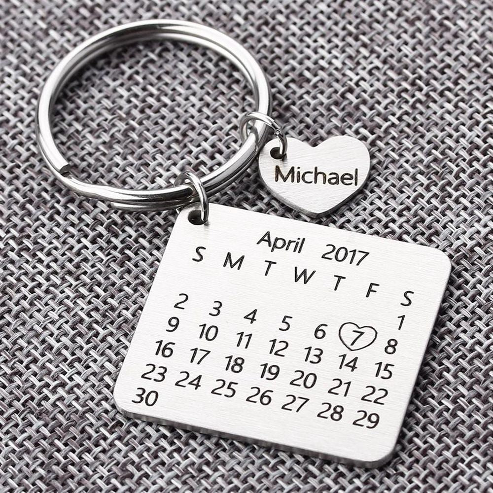 Personalisierter Gravierter Schlüsselanhänger Kalender Mit Datum