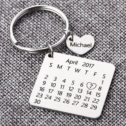 Personalisierter Gravierter Kalender Schlüsselanhänger Mit Datum