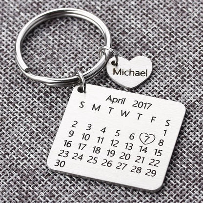 Personalisierter Gravierter Schlüsselanhänger Kalender Mit Datum