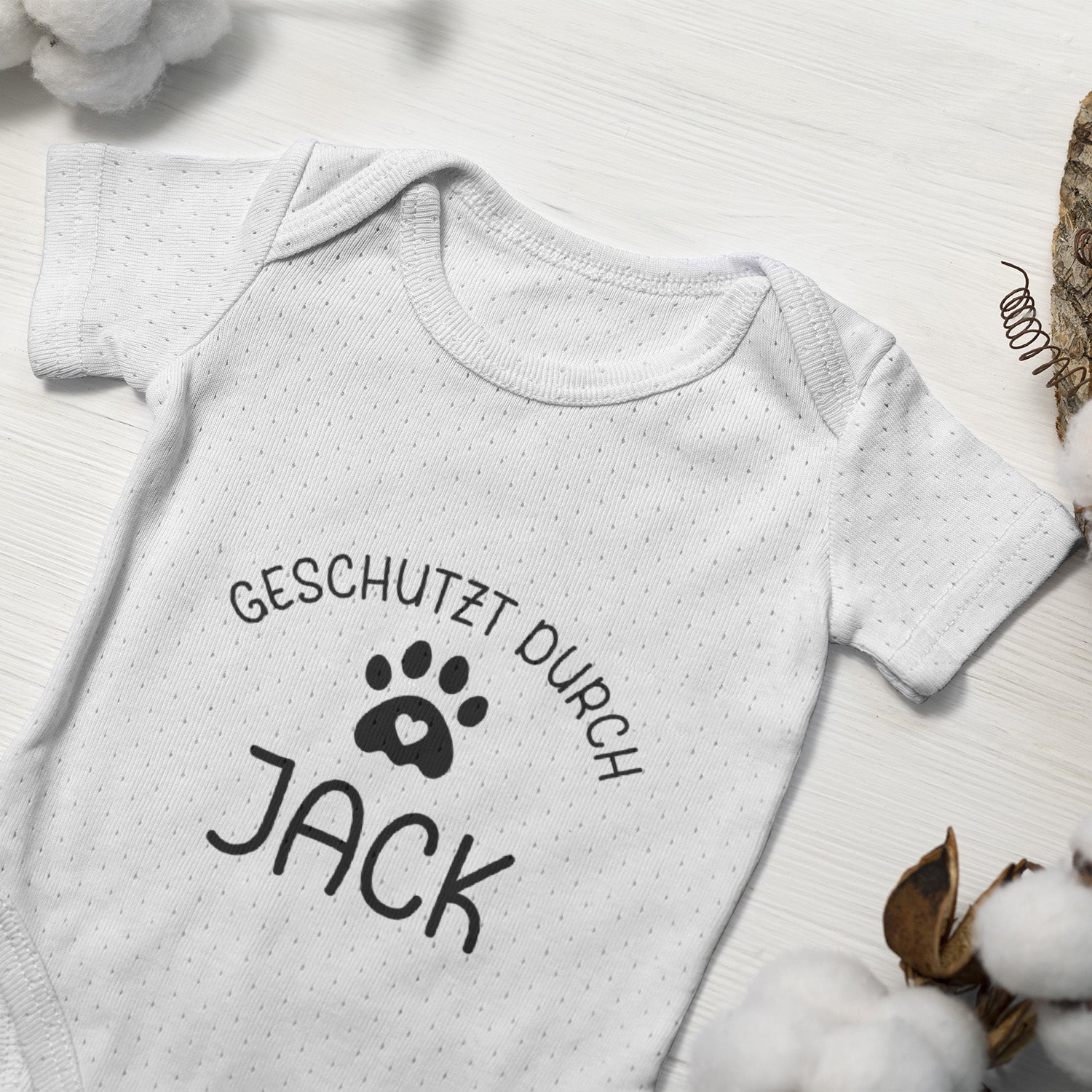 Personalisierter Baby Body Strampler Hundepfote Mit Name