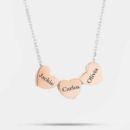 Personalisierte Drei Herzen Halskette mit Namen