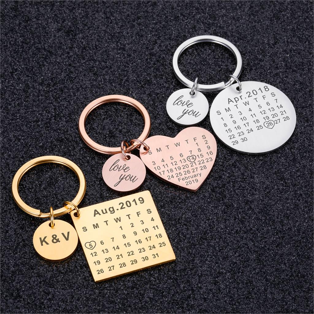 Personalisierter Gravierter Schlüsselanhänger Kalender Mit Datum