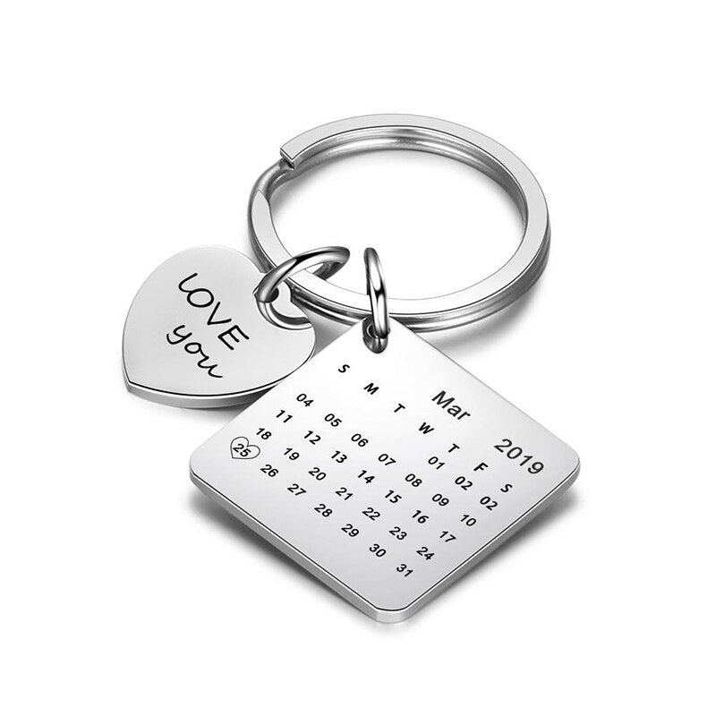Personalisierter Gravierter Schlüsselanhänger Kalender Mit Datum