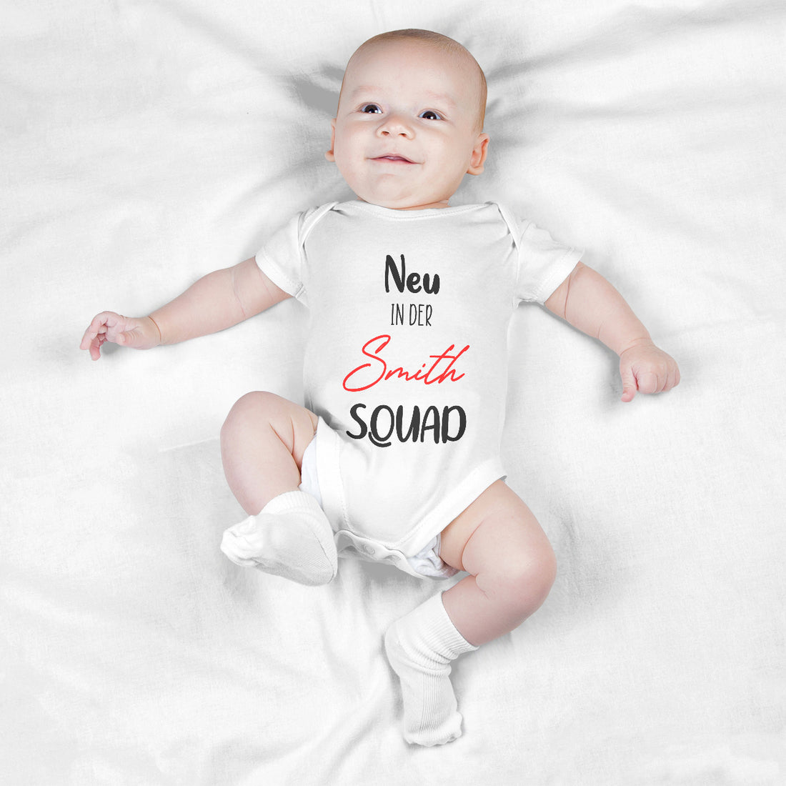 Personalisierter Baby Body Strampler Squad Mit Nachname