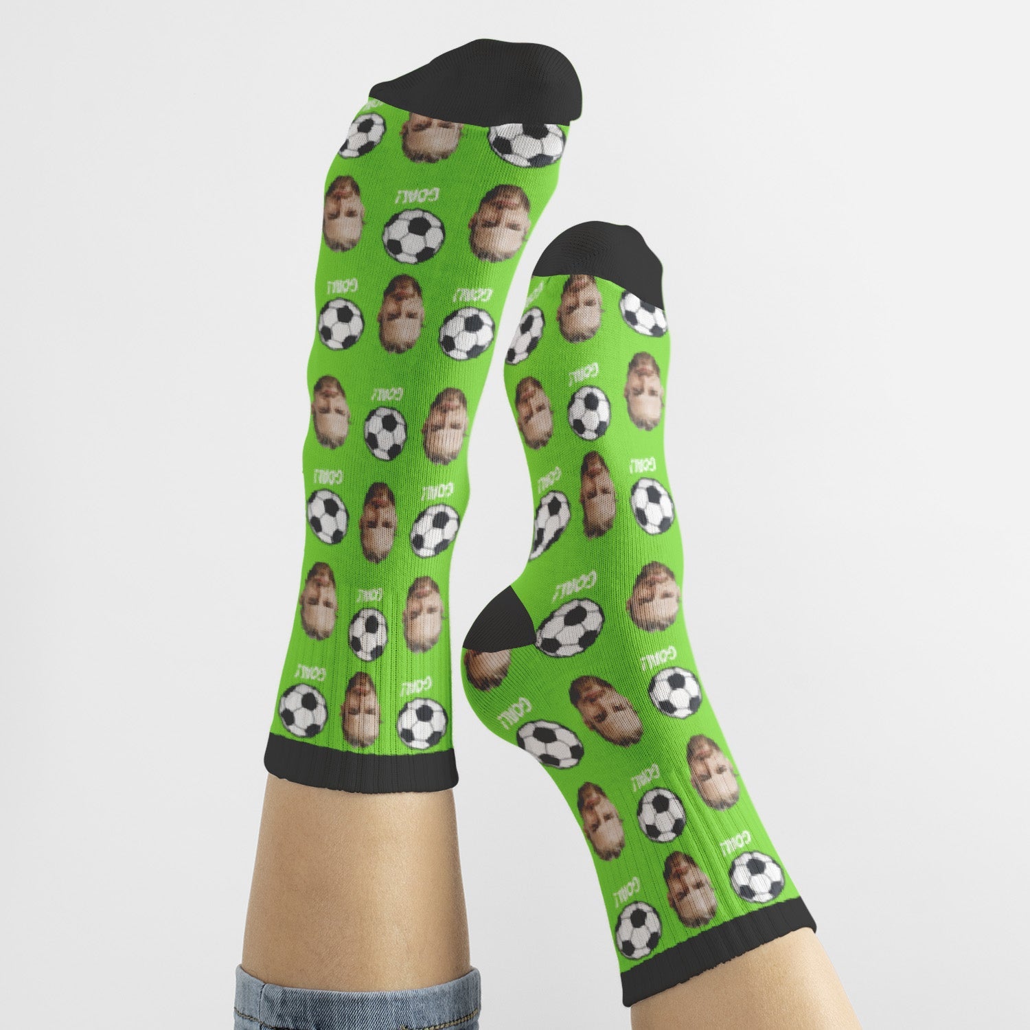 Personalisierte Fußball Socken mit Gesicht