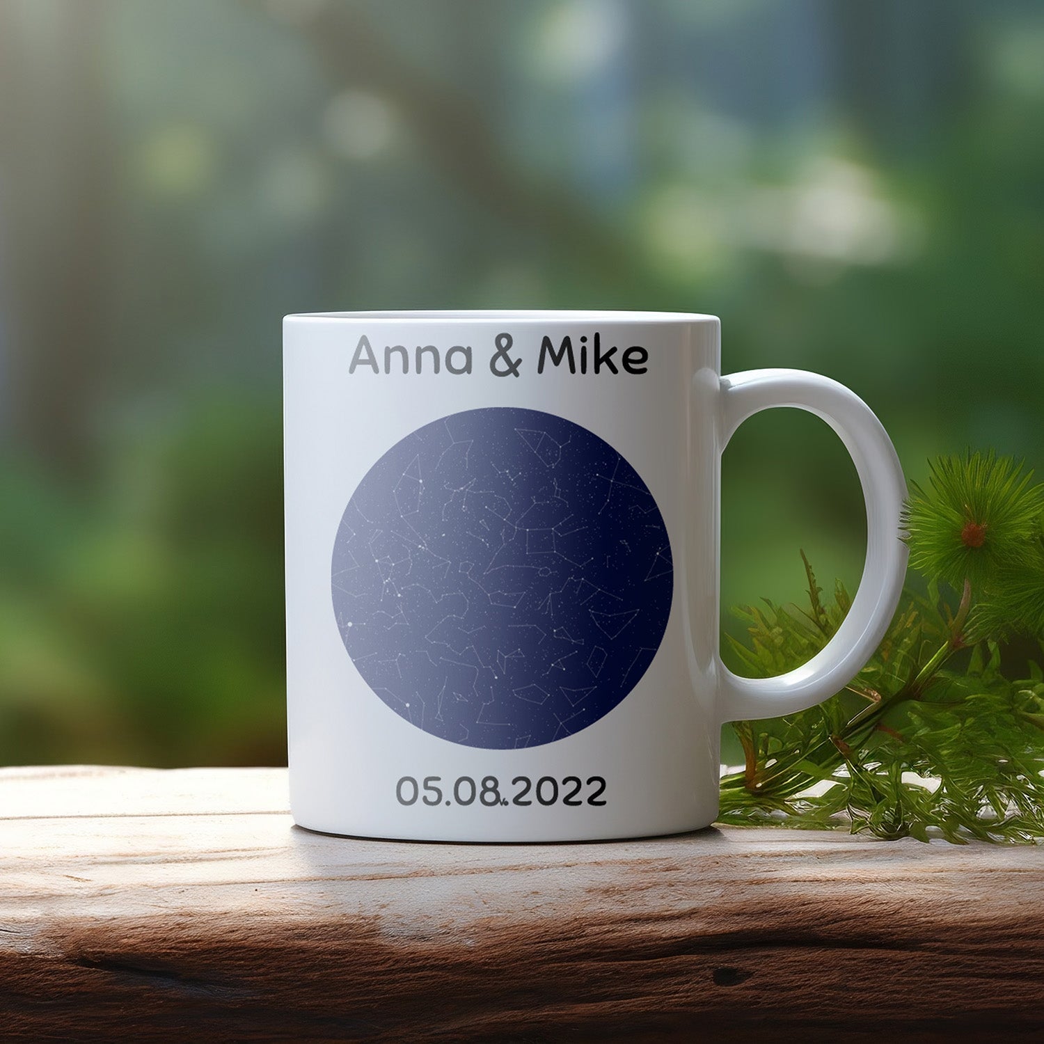 Personalisierte Tasse mit Sternenkarte