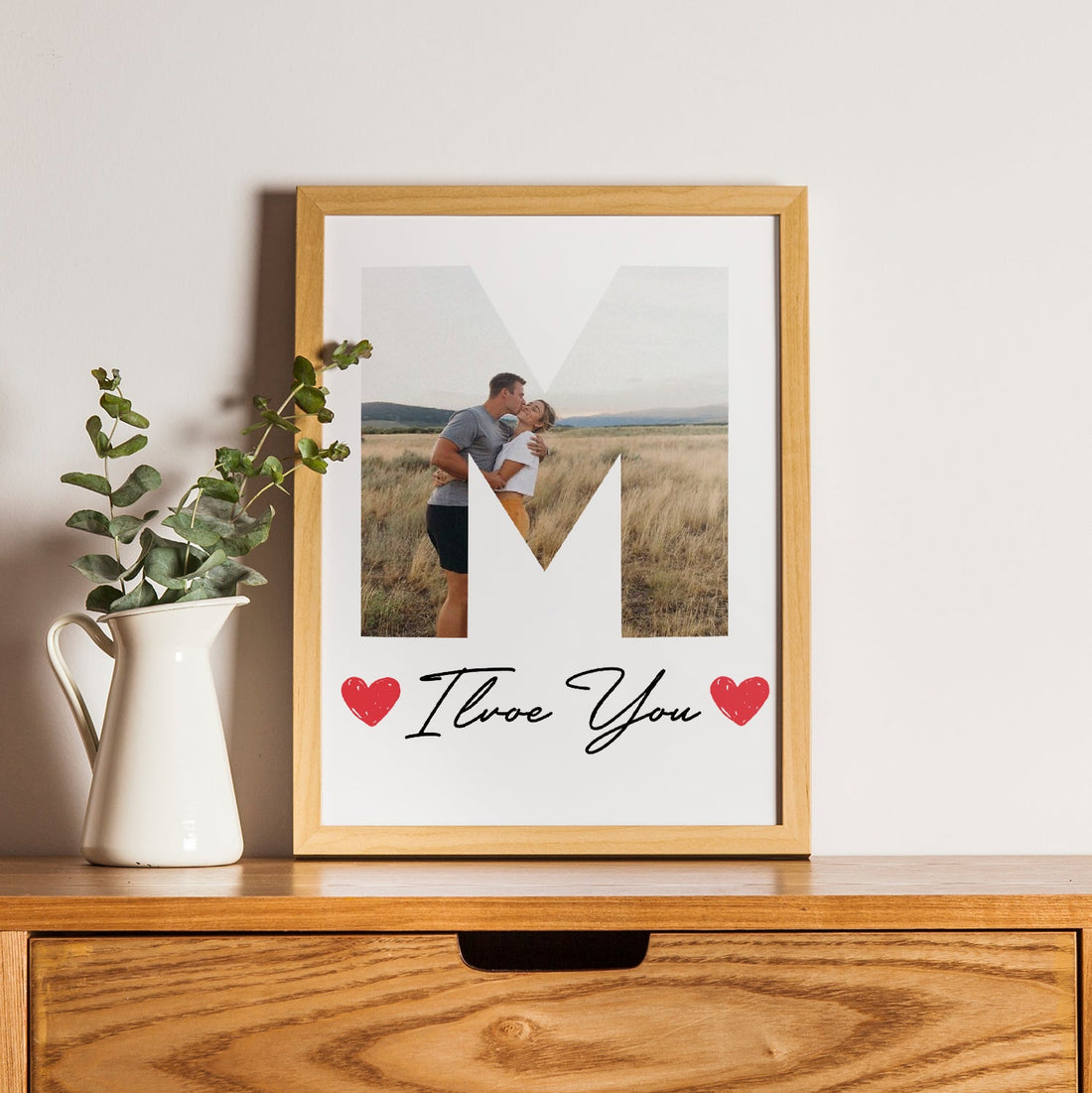 Personalisiertes Poster Paare I Love You Mit Foto Und Initial
