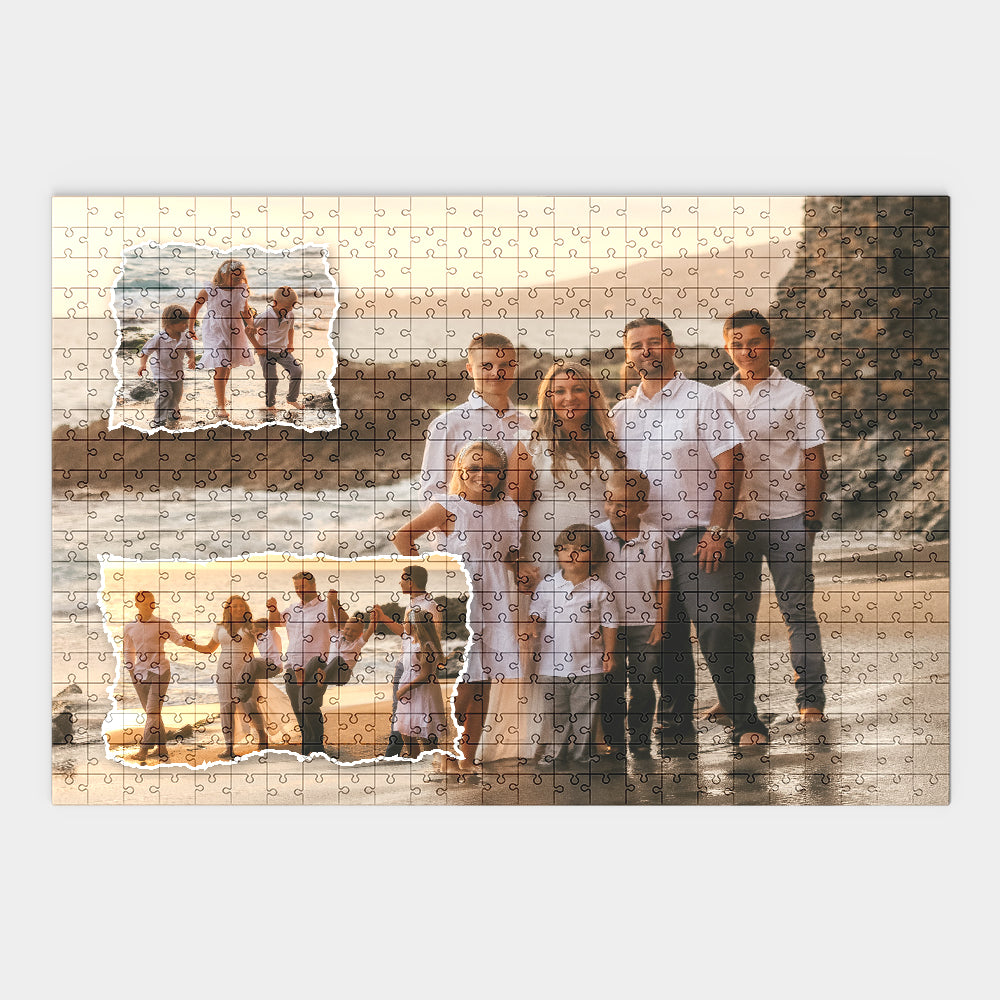 Personalisierte Puzzle Papiercollage Stil mit Fotos