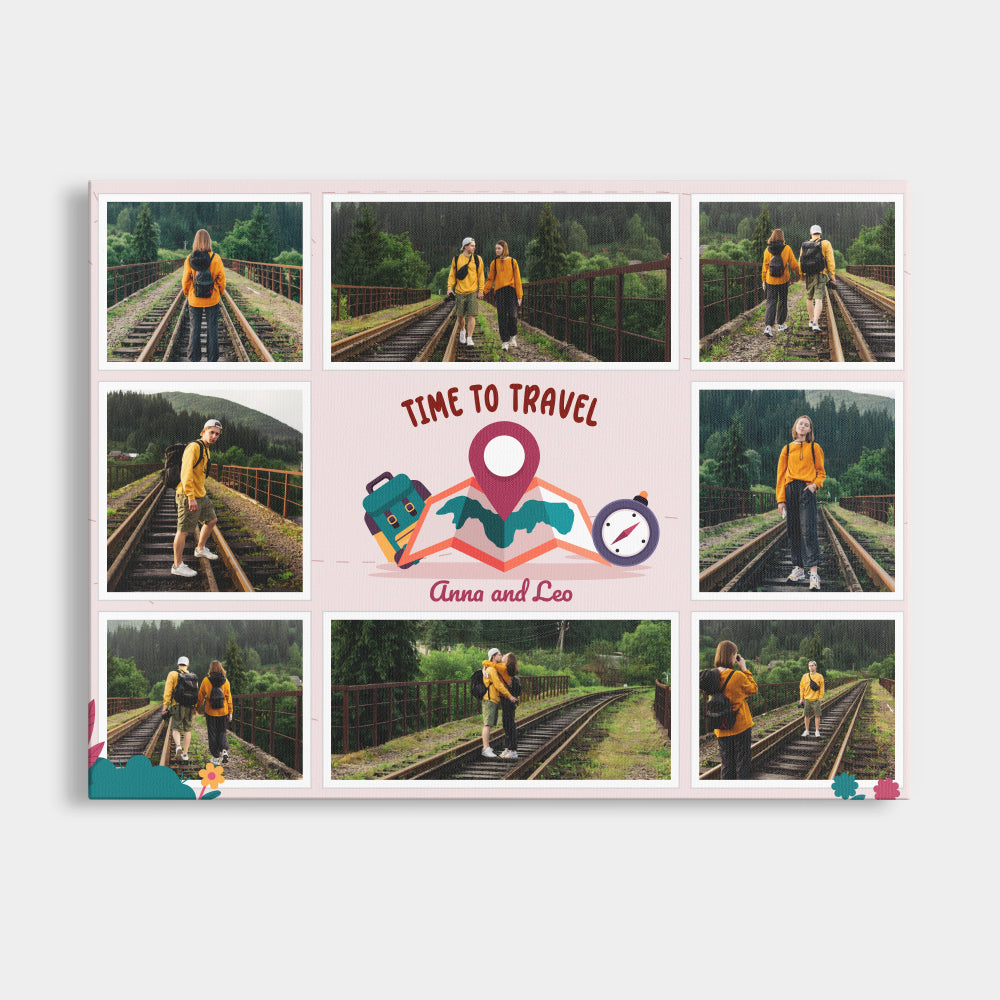 Personalisierte Leinwand mit Abenteuer Collage mit Fotos
