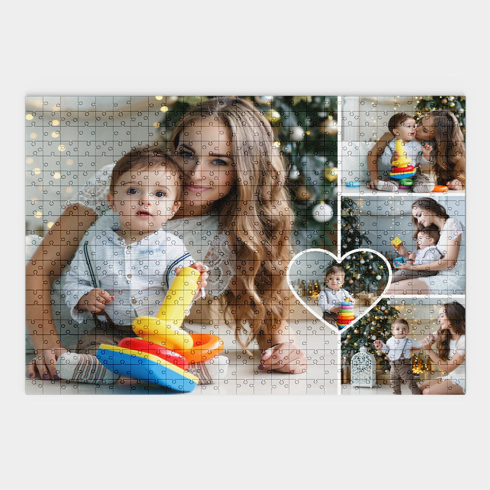 Personalisierte Puzzle Herz Collage mit Fotos