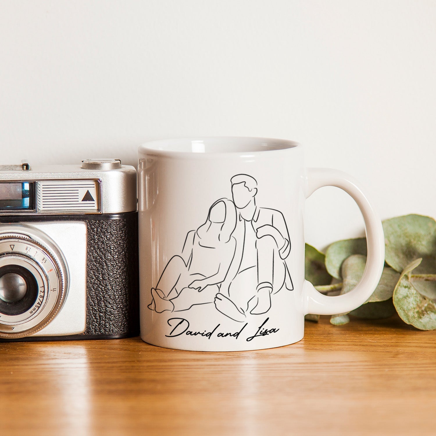 Personalisierte Tasse Line Art