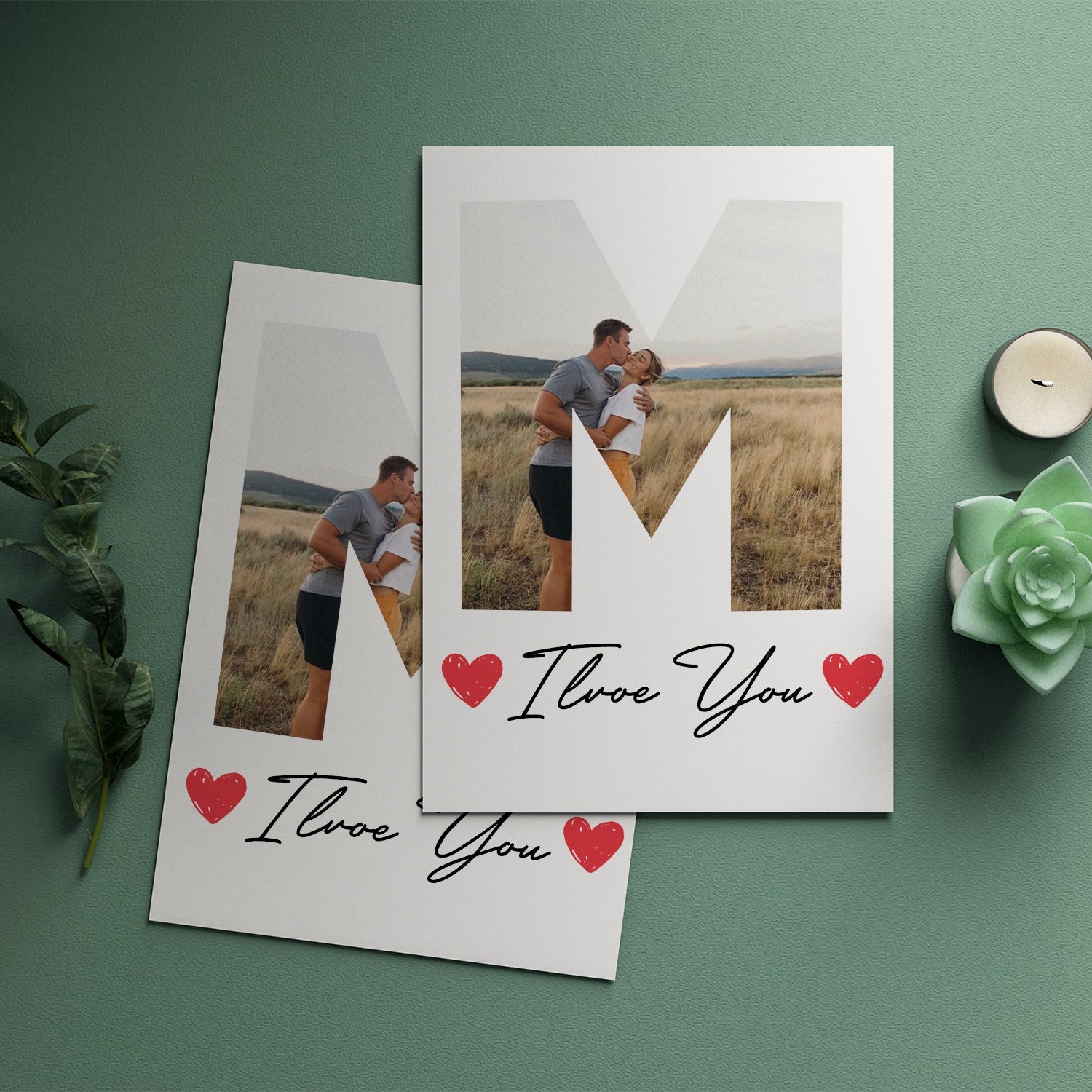 Personalisiertes Poster Paare I Love You Mit Foto Und Initial