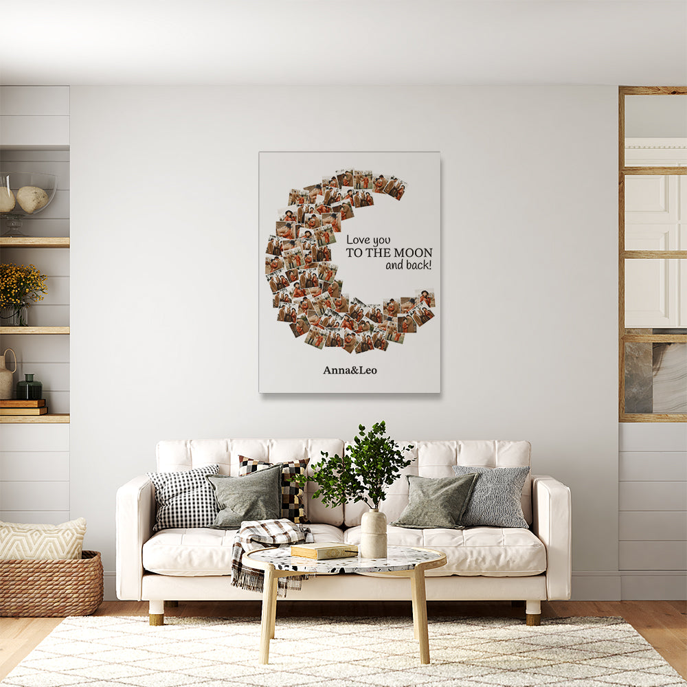 Personalisierte Leinwand mit Mond Fotocollage