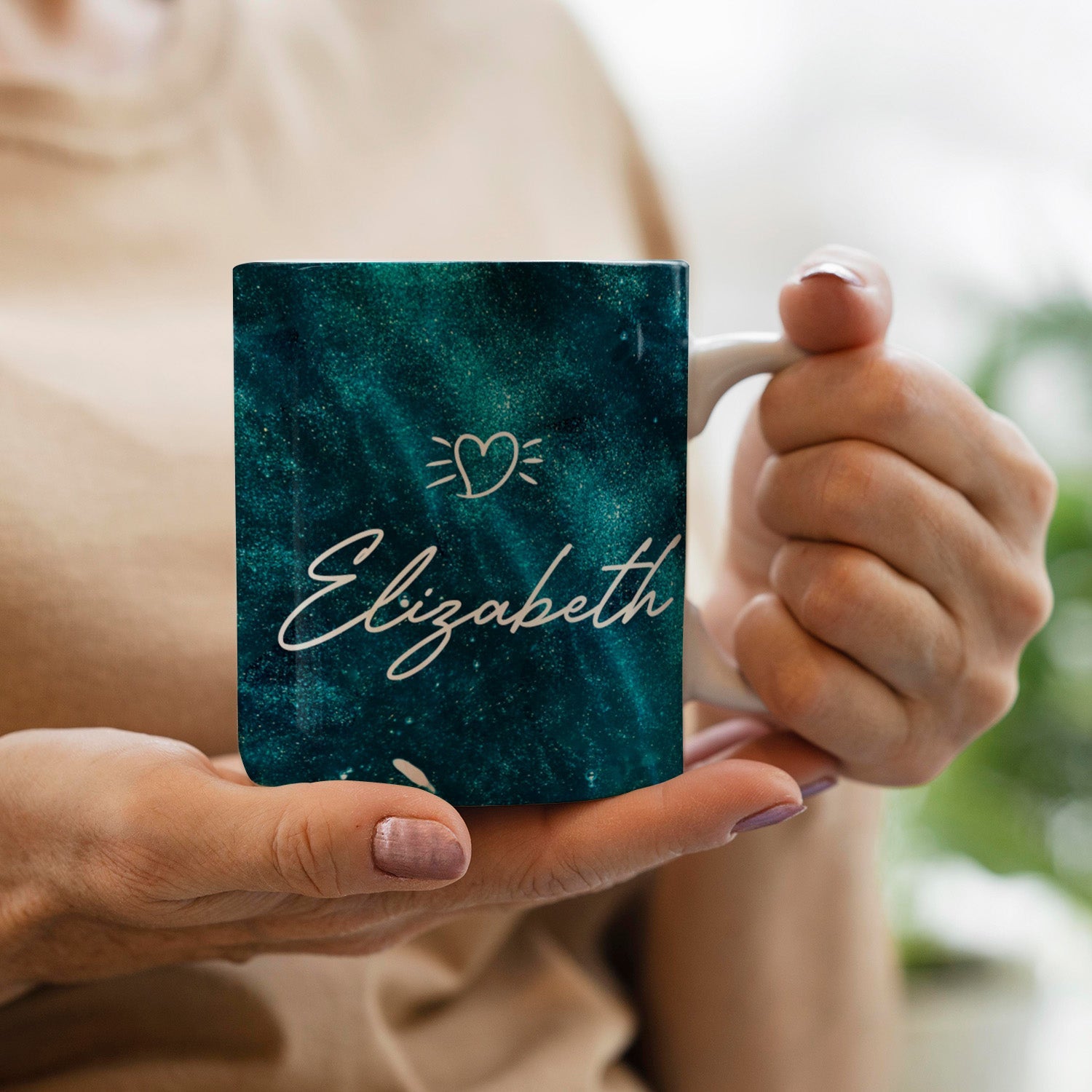 Personalisierte Aqua Marmor Tasse