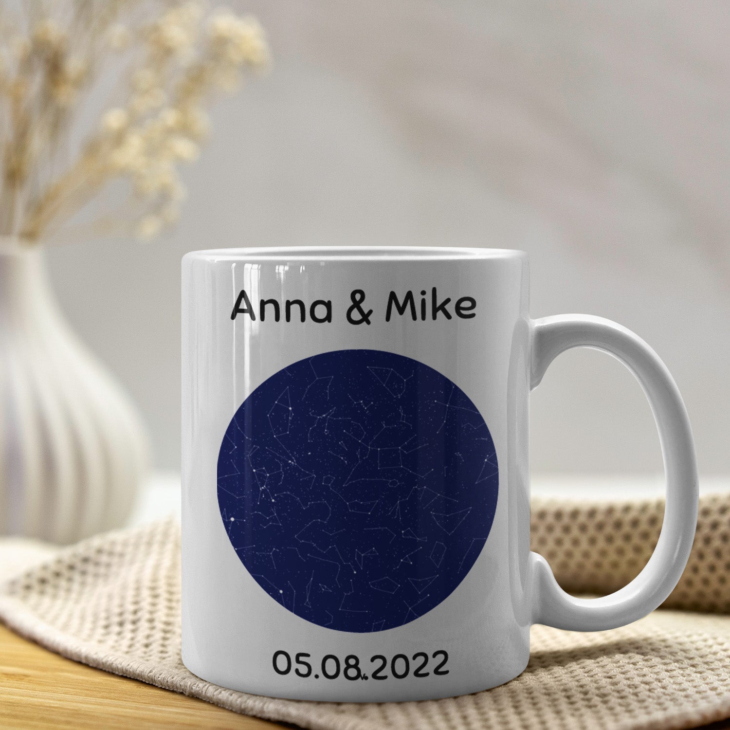 Personalisierte Tasse mit Sternenkarte