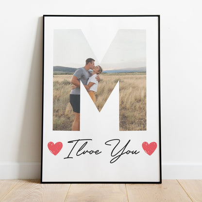 Personalisiertes Poster Paare I Love You Mit Foto Und Initial