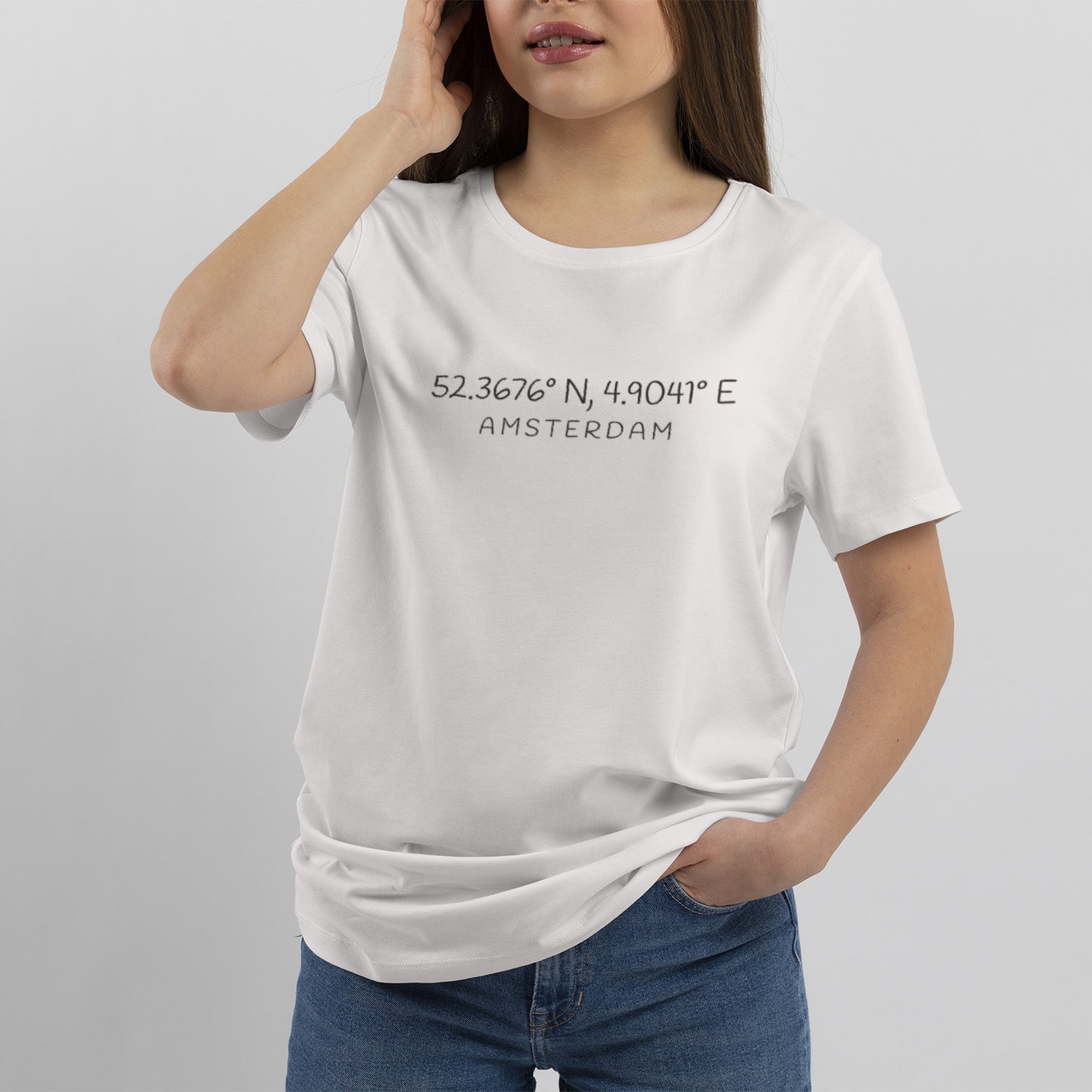 Personalisiertes T-Shirt Koordinaten Und Stadt