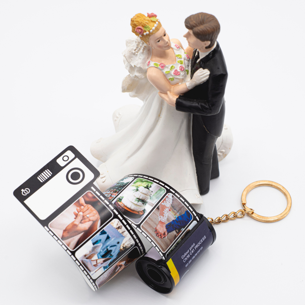 Personalisierter Filmrolle Schlüsselanhänger Fotos Hochzeit