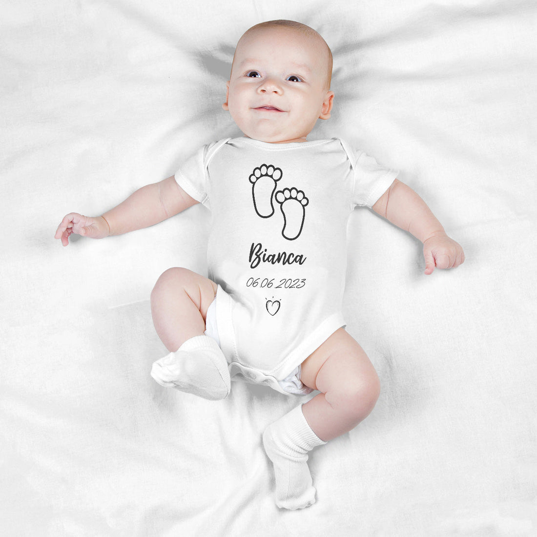 Personalisierter Body Strampler Babyfüße Mit Name Und Geburtsdatum