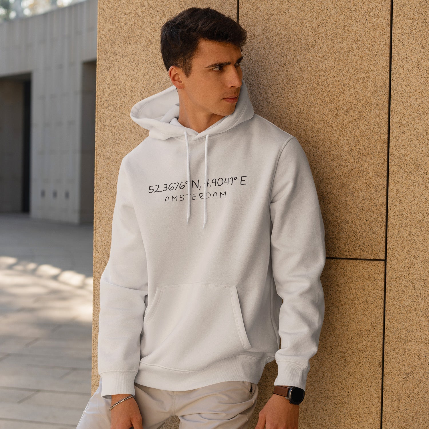 Personalisierter Hoodie Pullover Koordinaten Stadt