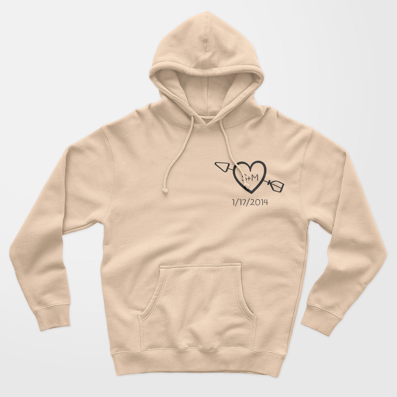 Personalisierter Hoodie Pullover Paare Herz Mit Initialen Und Datum
