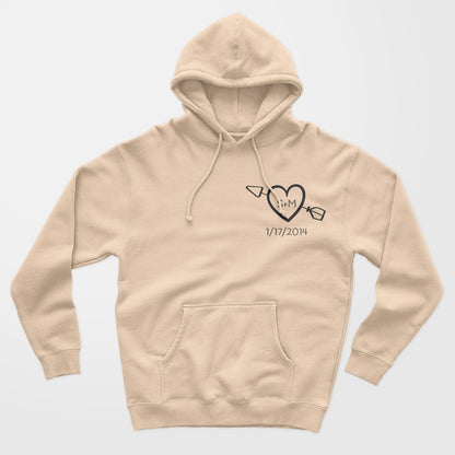 Personalisierter Hoodie Pullover Paare Herz Mit Initialen Und Datum