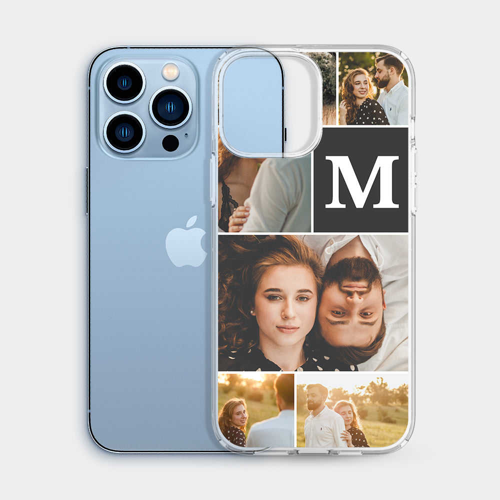 Personalisierte iPhone Hülle Foto Gitter Mit Initialen