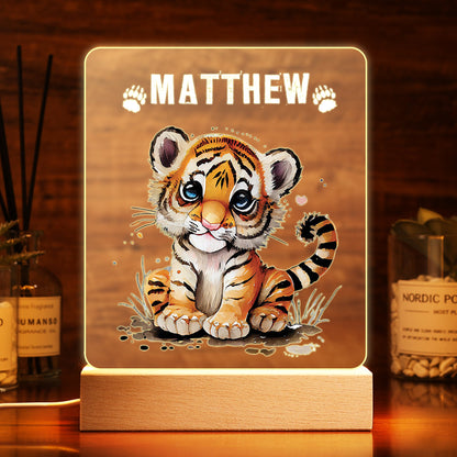 Personalisiertes LED Nachtlicht Kinder Lampe Tiger Mit Name