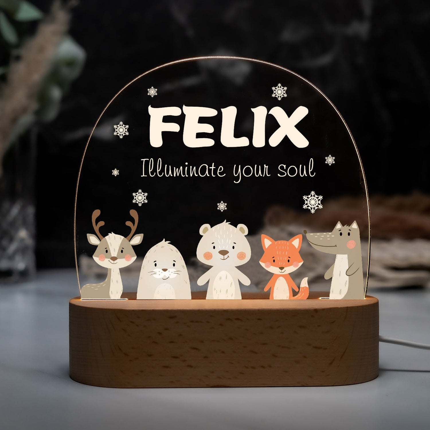 Personalisiertes LED Nachtlicht Kinder Lampe Tiere Mit Name