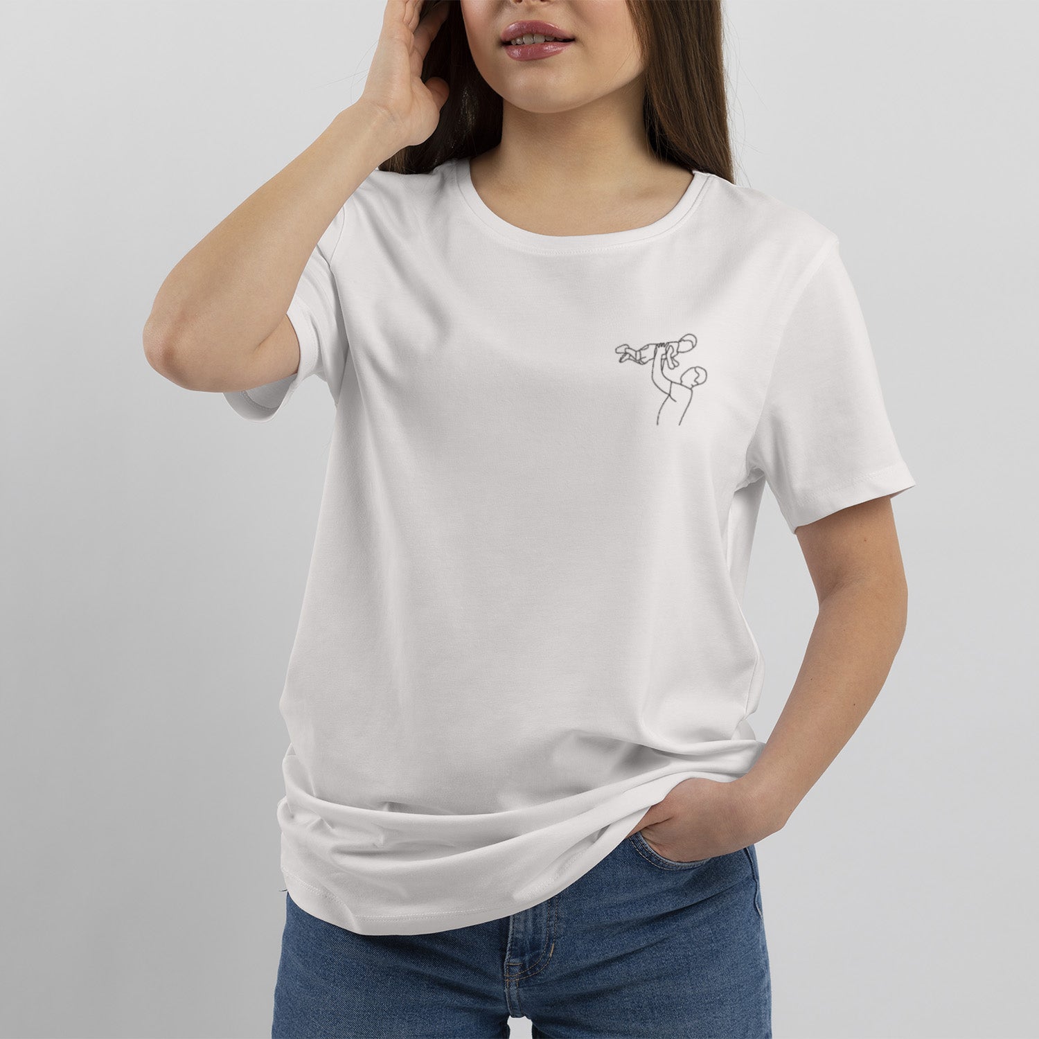 Personalisiertes T-Shirt Foto Stickerei Line Art