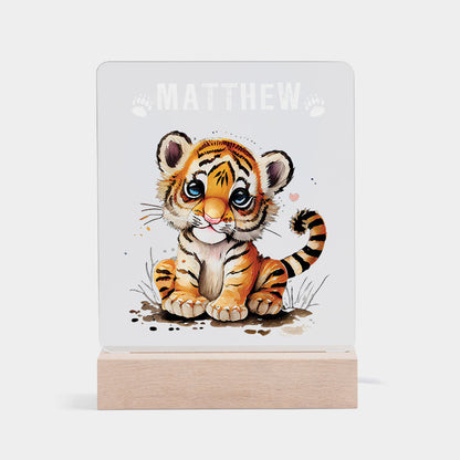 Personalisiertes LED Nachtlicht Kinder Lampe Tiger Mit Name