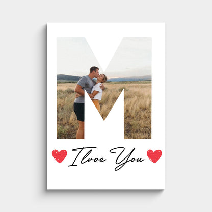 Personalisiertes Poster Paare I Love You Mit Foto Und Initial