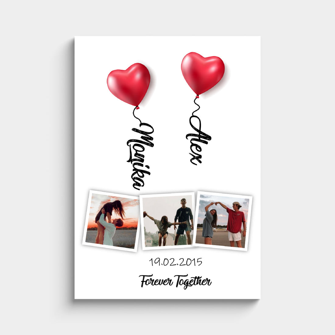 Personalisiertes Poster Paare Herzballons Mit Fotos