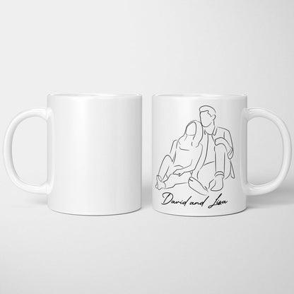 Personalisierte Tasse Line Art