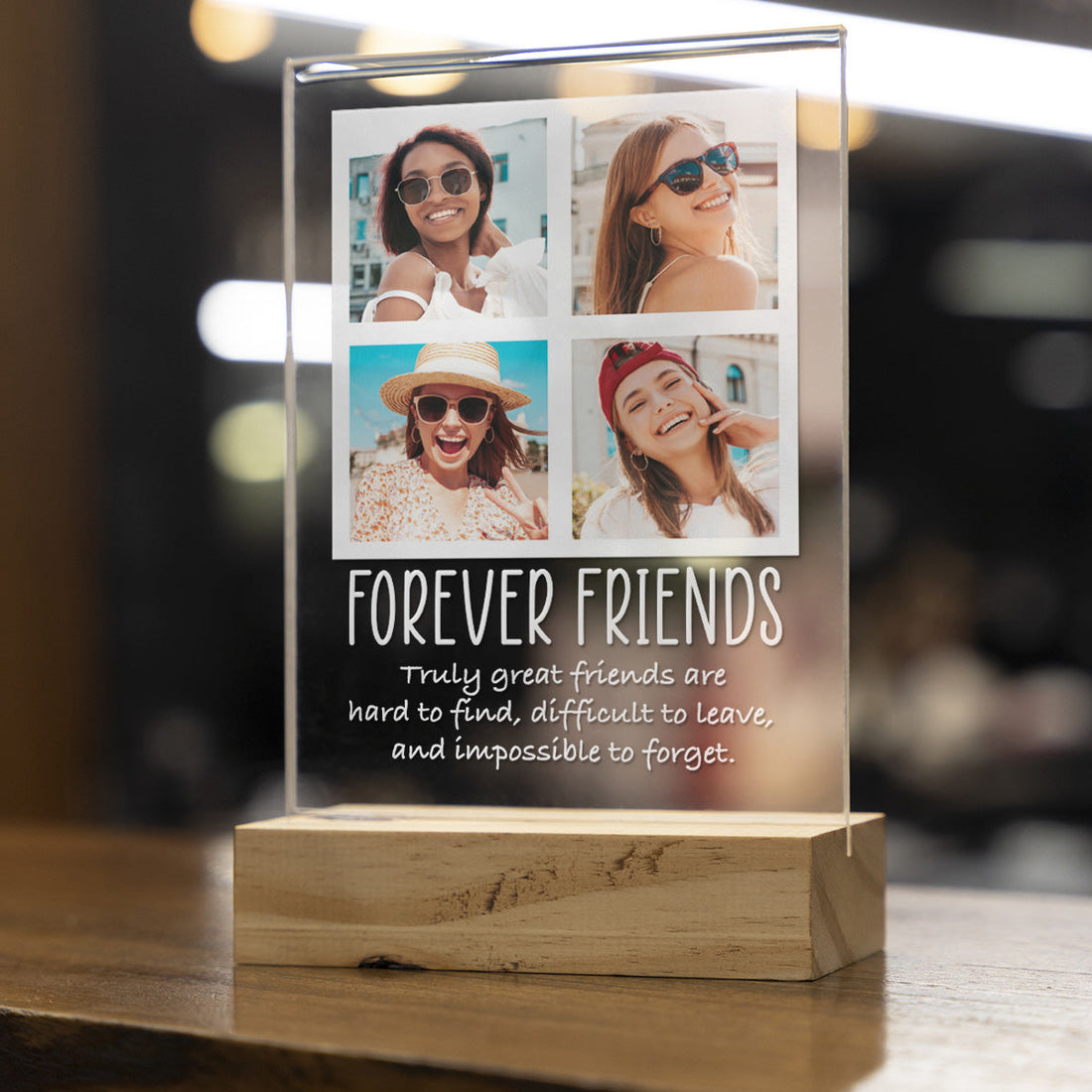 Personalisierte Freundes-Collage Transparente Plakette Mit Vier Fotos