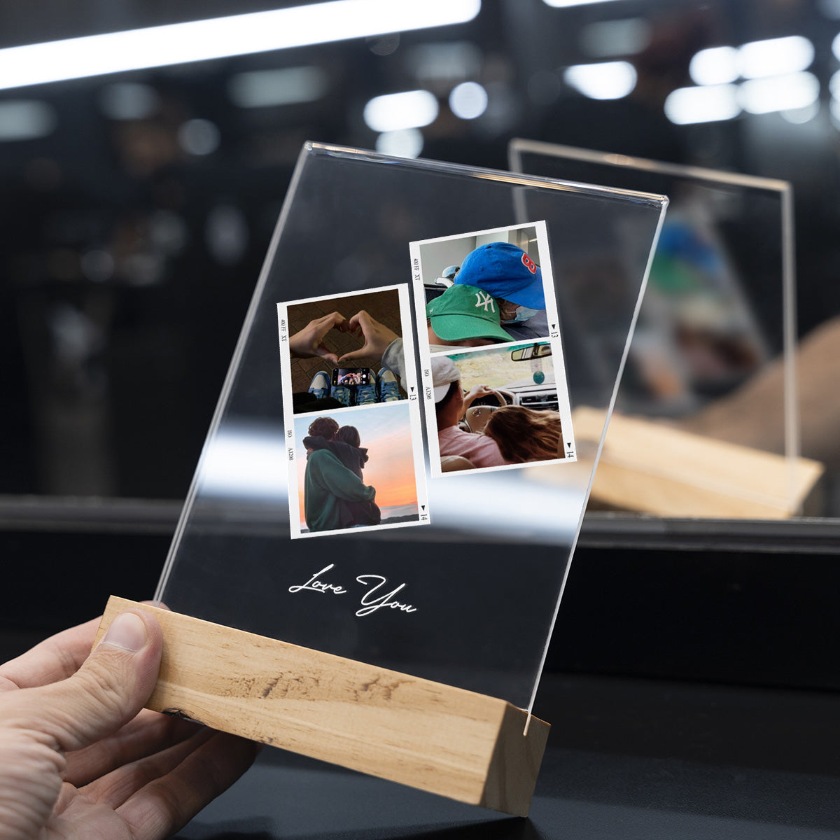 Personalisierte Polaroid Fotos Transparente Plakette Mit Nachricht