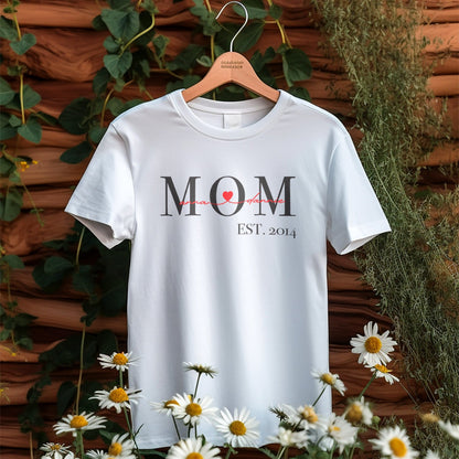 Personalisiertes T-Shirt Mom Est. Mit Kindernamen