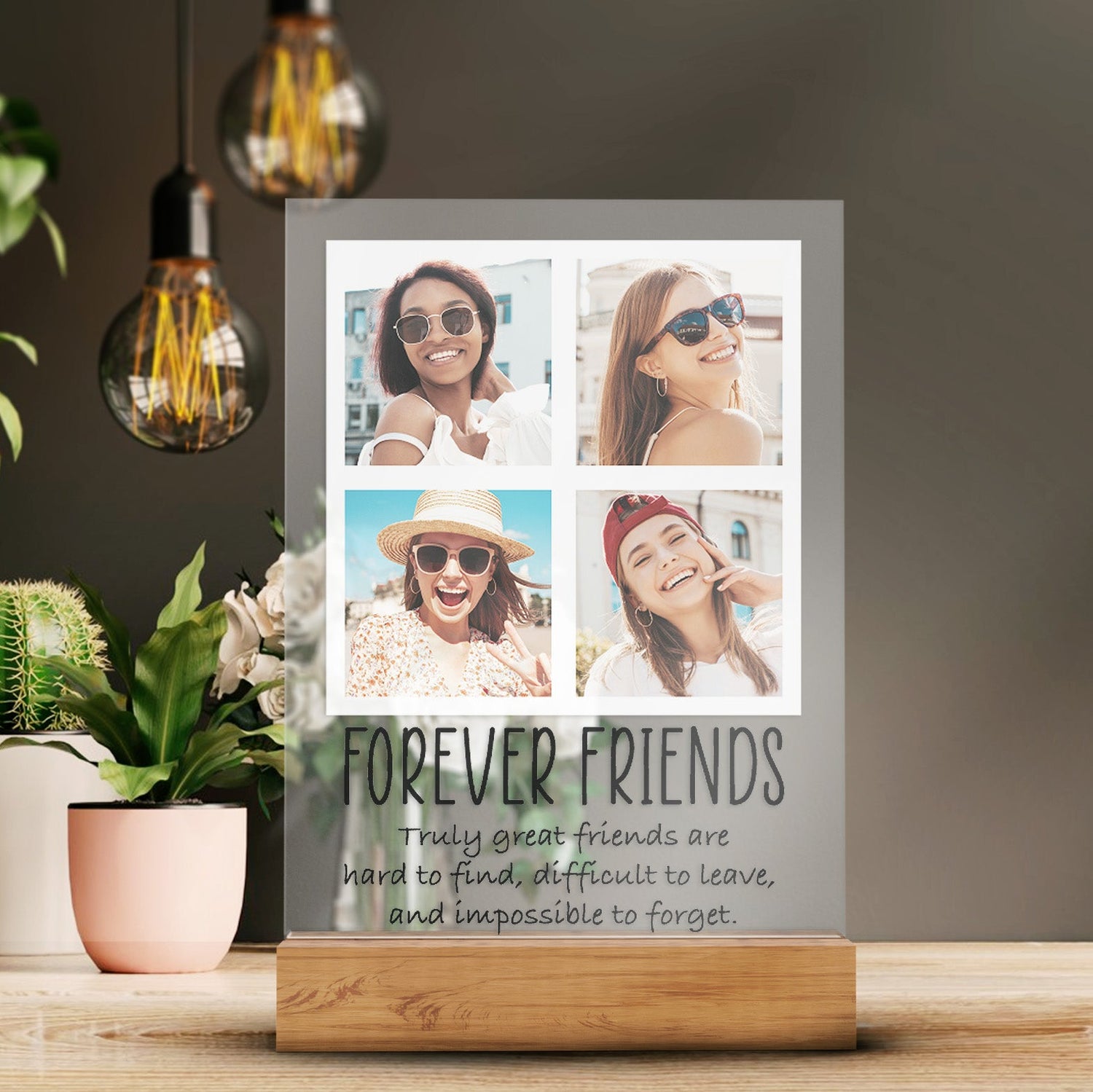Personalisierte Freundes-Collage Transparente Plakette Mit Vier Fotos