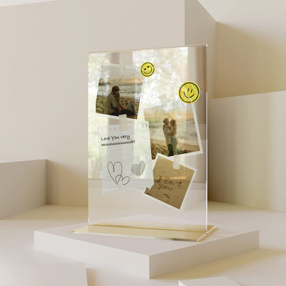 Personalisierte Transparente Plakette Polaroid-Fotos und Notiz